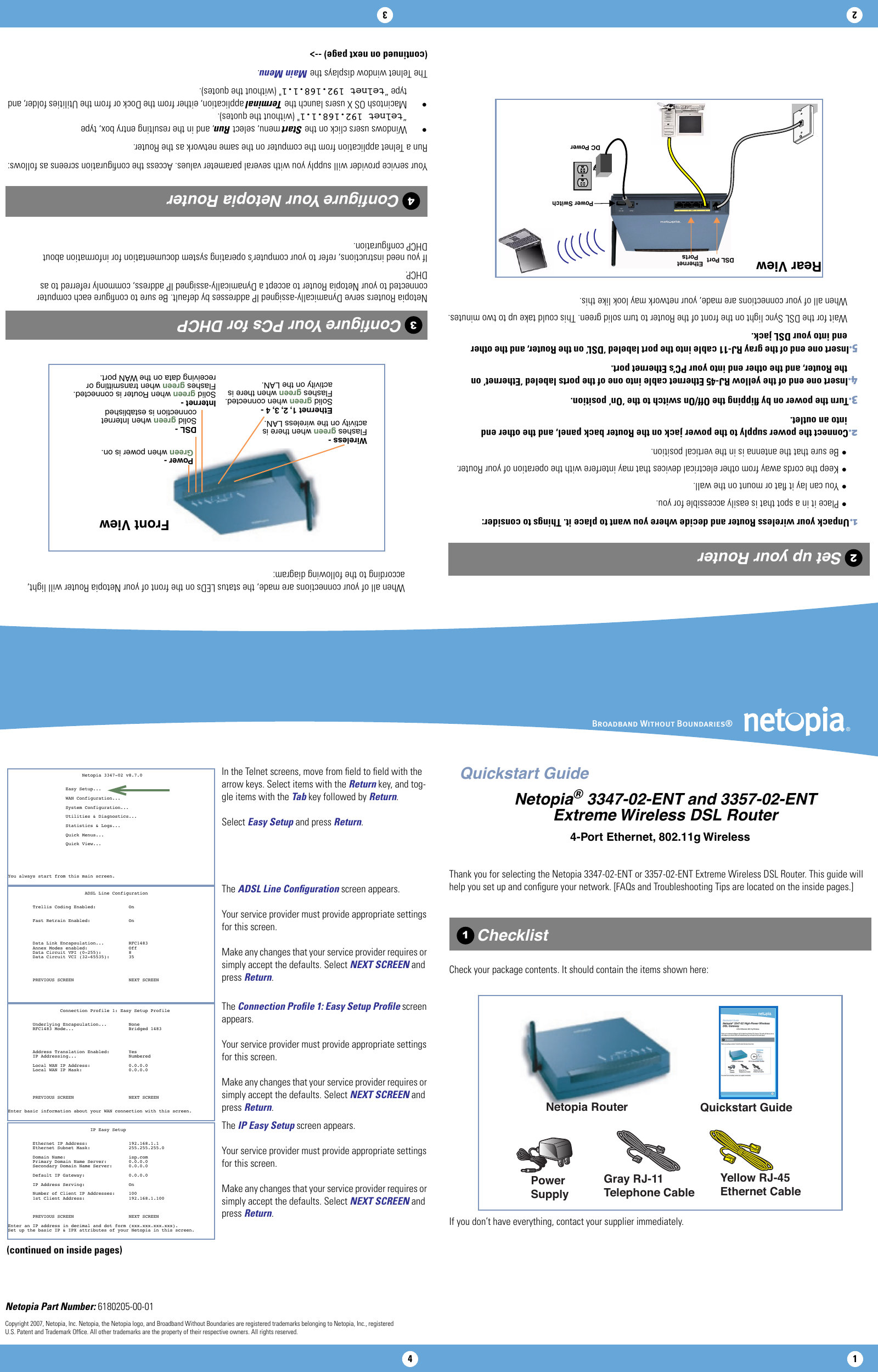 Page 1 of 2 - Netopia Netopia-3347-02-Ent-Users-Manual- 3347-57-02-ENT Quickstart Guide Netopia-3347-02-ent-users-manual