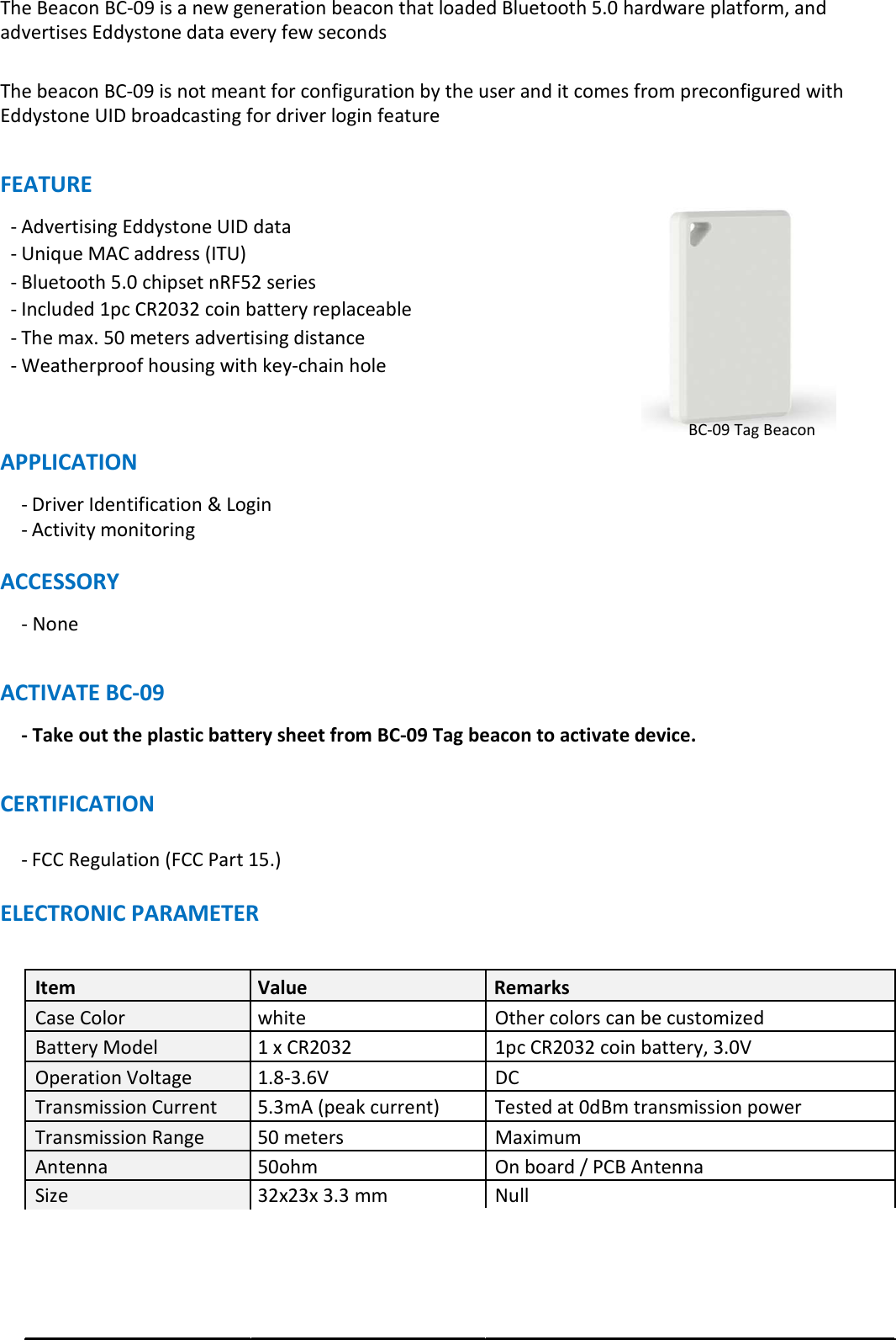 Page 2 of Netradyne BC09 Netradyne Bluetooth Beacon BC09 User Manual 