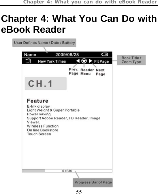 Chapter 4: What you can do with eBook Reader  55 Chapter 4: What You Can Do with eBook Reader  