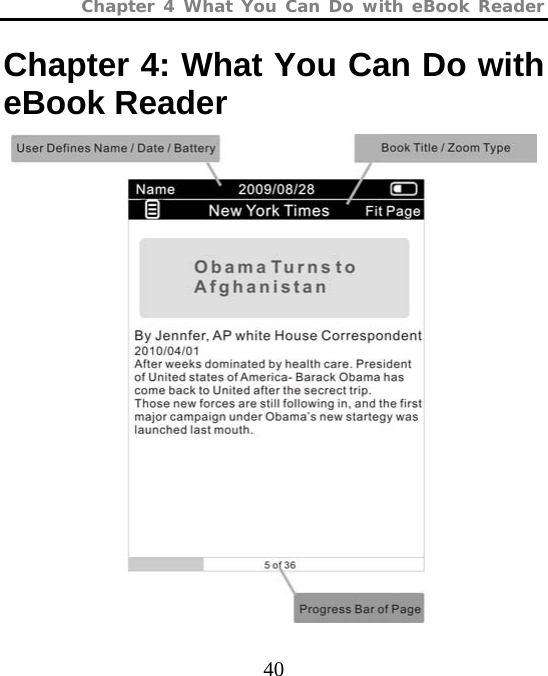 Chapter 4 What You Can Do with eBook Reader  40 Chapter 4: What You Can Do with eBook Reader  