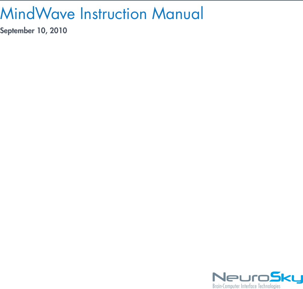 MindWave Instruction ManualSeptember 10, 2010