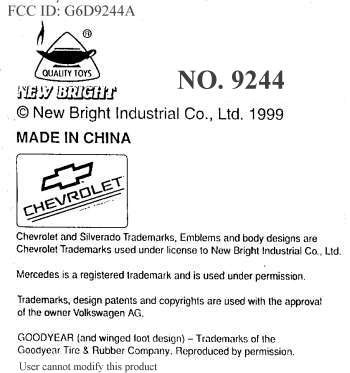 Radio Control Toy Vehicle RX User Manual