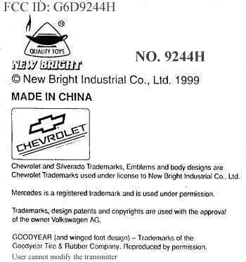 Radio Control Toy Vehicle Transmitter User Manual