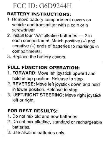 Radio Control Toy Vehicle Transmitter User Manual