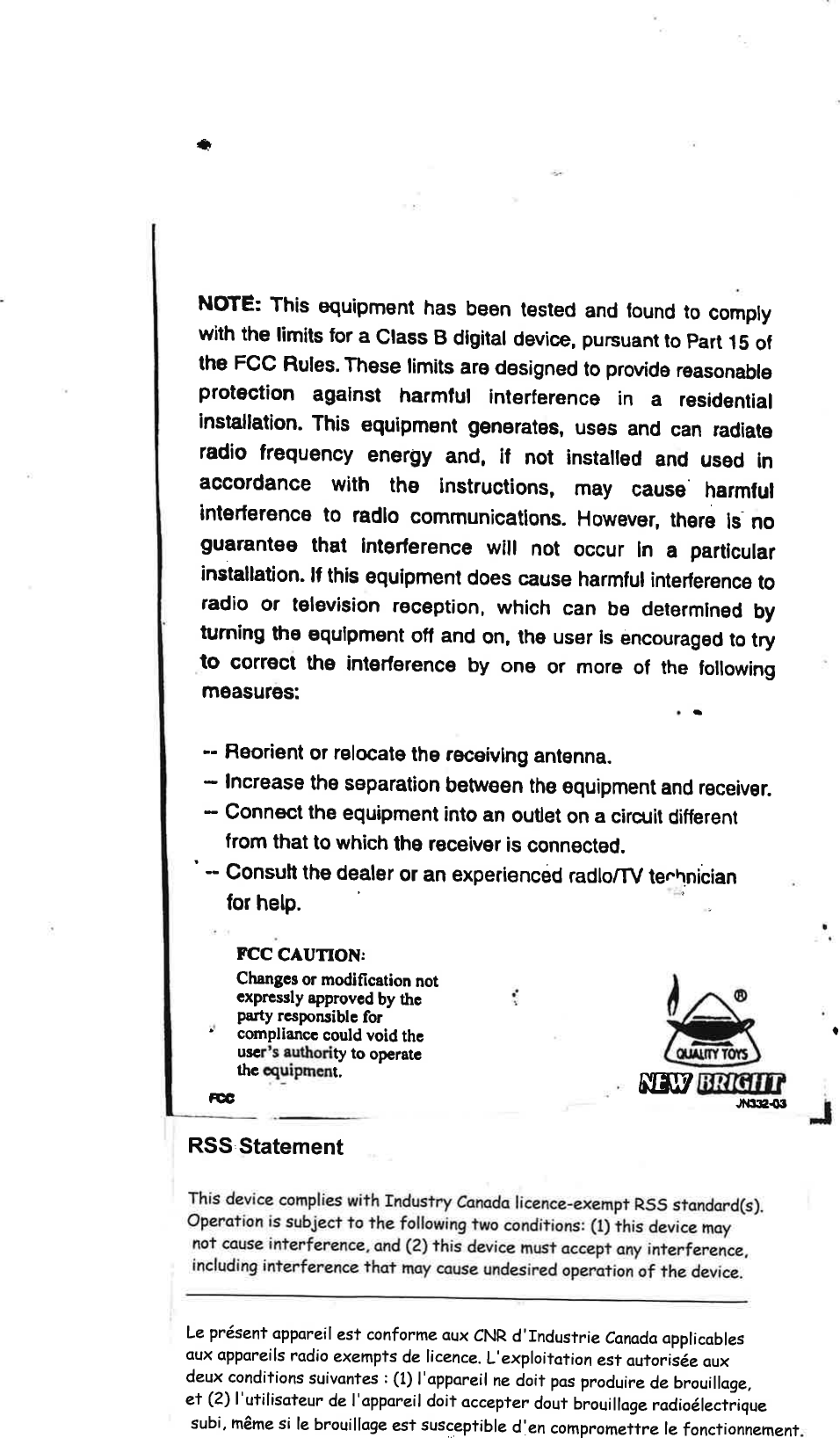 Page 7 of New Bright Co G21HRR TOY Transmitter User Manual 