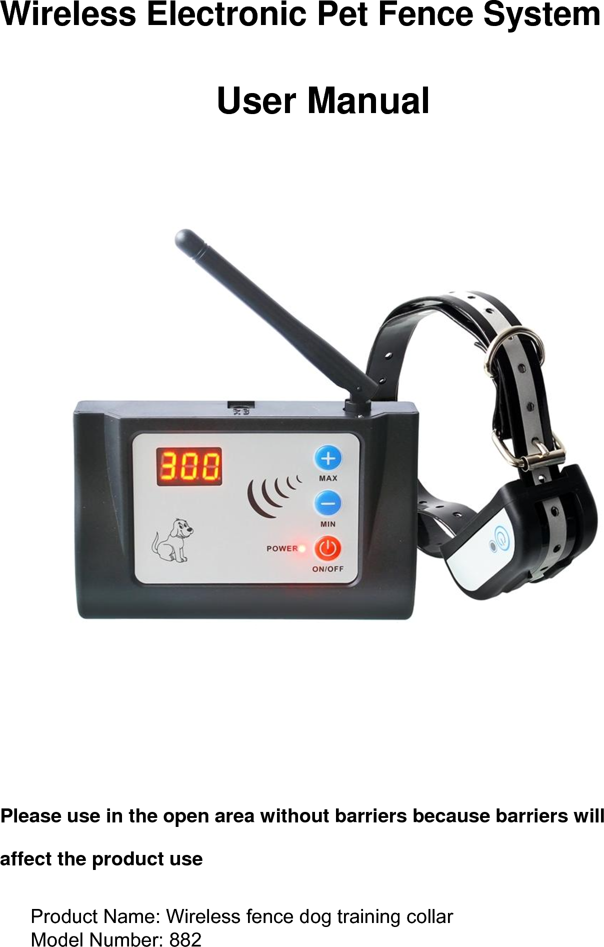 New Discovery Pet 882 Wireless fence dog training collar User Manual