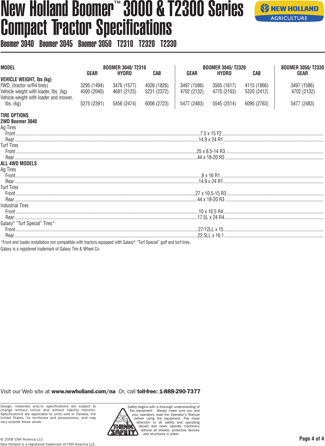 Page 4 of 4 - New-Holland New-Holland-Boomer-1030-Users-Manual- NH Spec Sheet Master_4col(vert)  New-holland-boomer-1030-users-manual