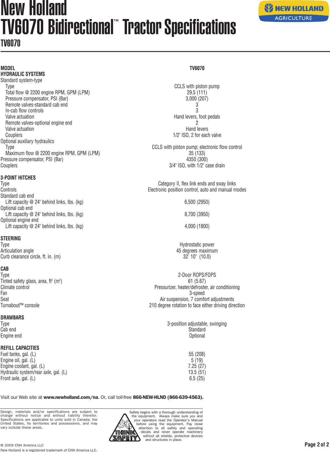 Page 2 of 2 - New-Holland New-Holland-Tv6070-Users-Manual- NH Spec Sheet Master_4col(vert)  New-holland-tv6070-users-manual