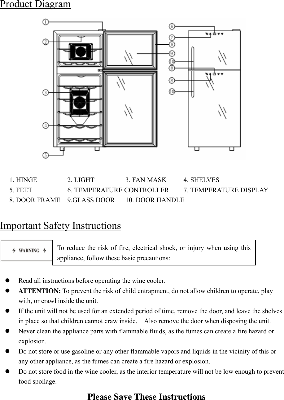 Page 2 of 5 - Newair Newair-Thermoelectric-Wine-Cooler-Aw-210Ed-Users-Manual-  Newair-thermoelectric-wine-cooler-aw-210ed-users-manual