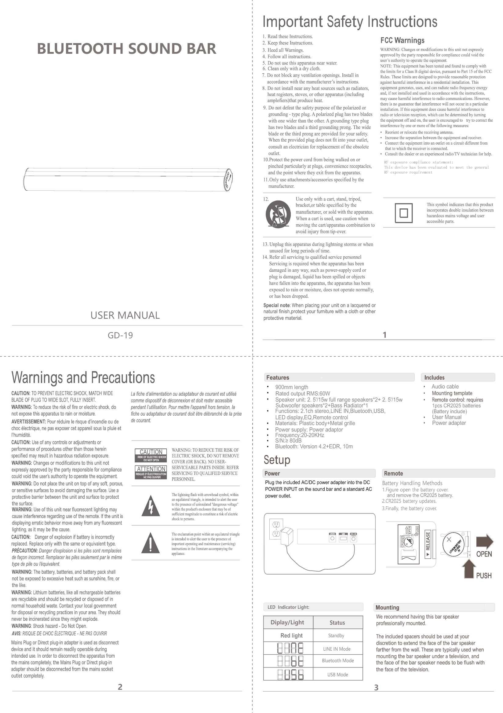 Newcarry Technology GD19XN SOUNDBAR User Manual