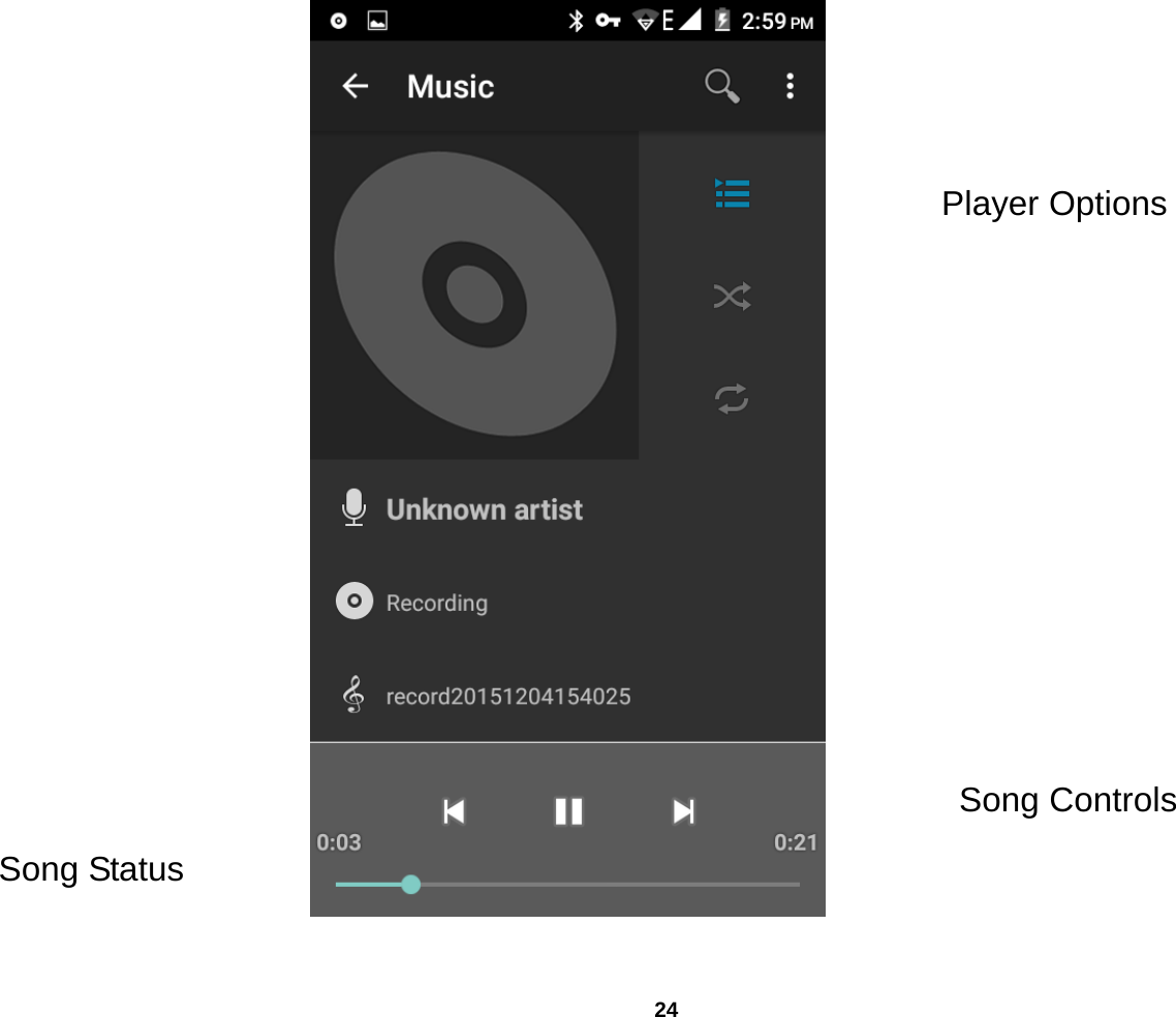   24                              Song Status Song Controls Player Options 