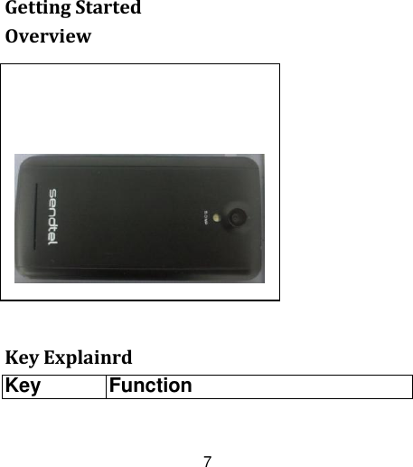 7     Getting Started Overview                                                                                                                                                                                                                                                                                                               Key Explainrd Key Function             