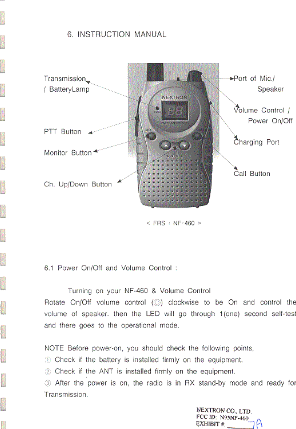 Nextron Co NF460 FAMILY RADIO TRANSCEIVER User Manual USERS MANUAL