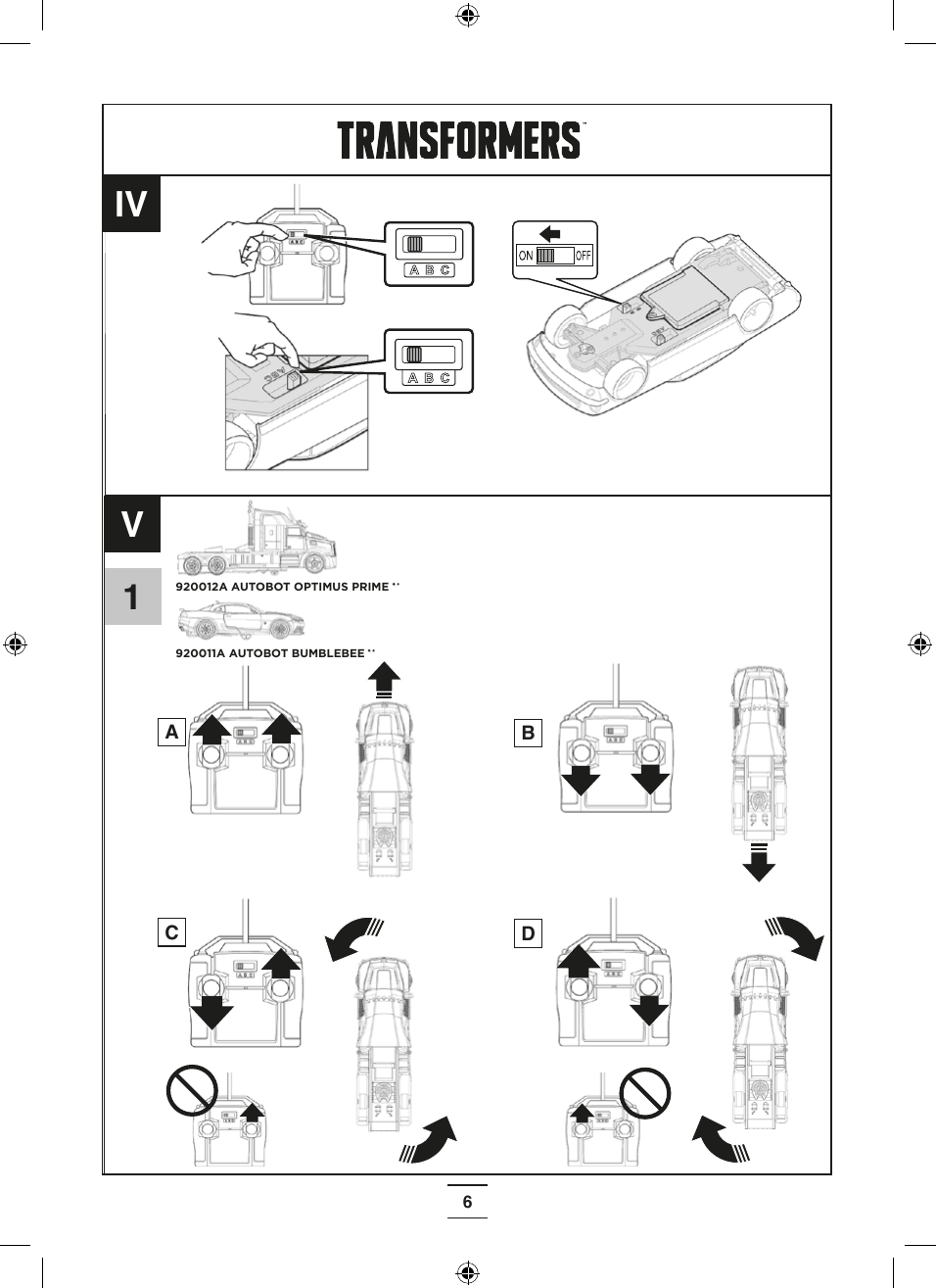 6IVV1ABCD920012A AUTOBOT OPTIMUS PRIME920011A AUTOBOT BUMBLEBEE