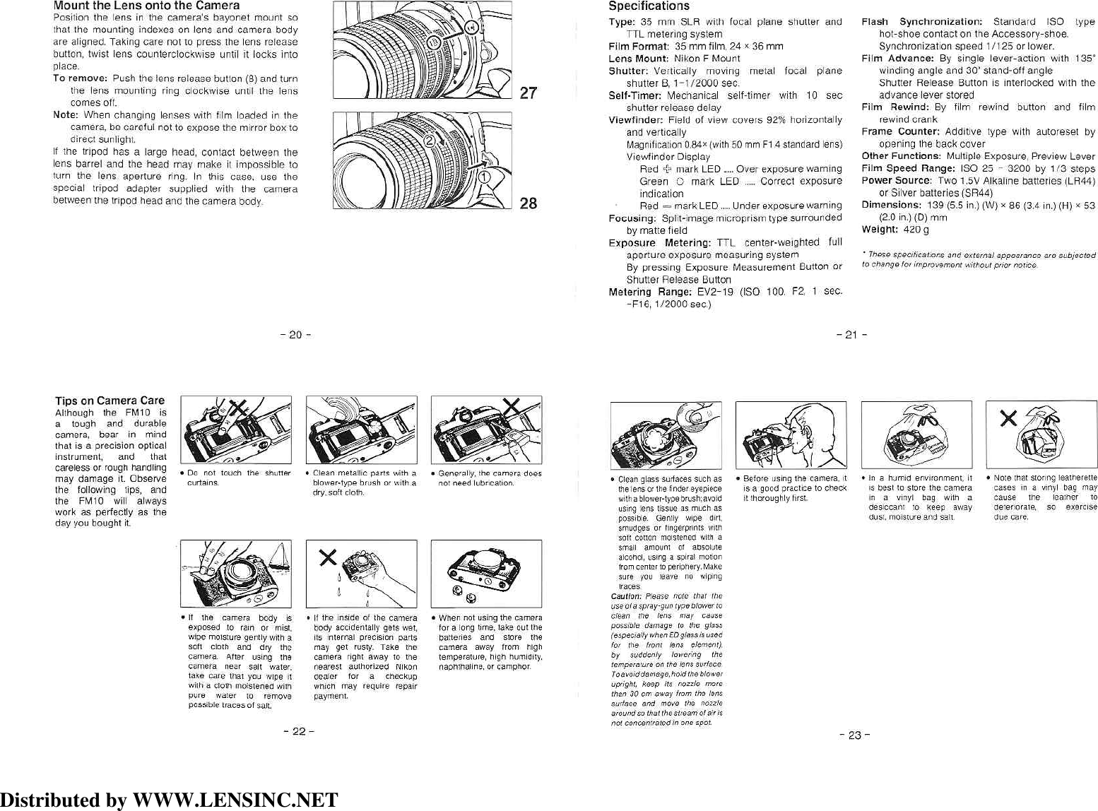 Page 6 of 6 - Nikon Nikon-Fm-10-Quick-Guide- FM-10 Instruction Manual  Nikon-fm-10-quick-guide