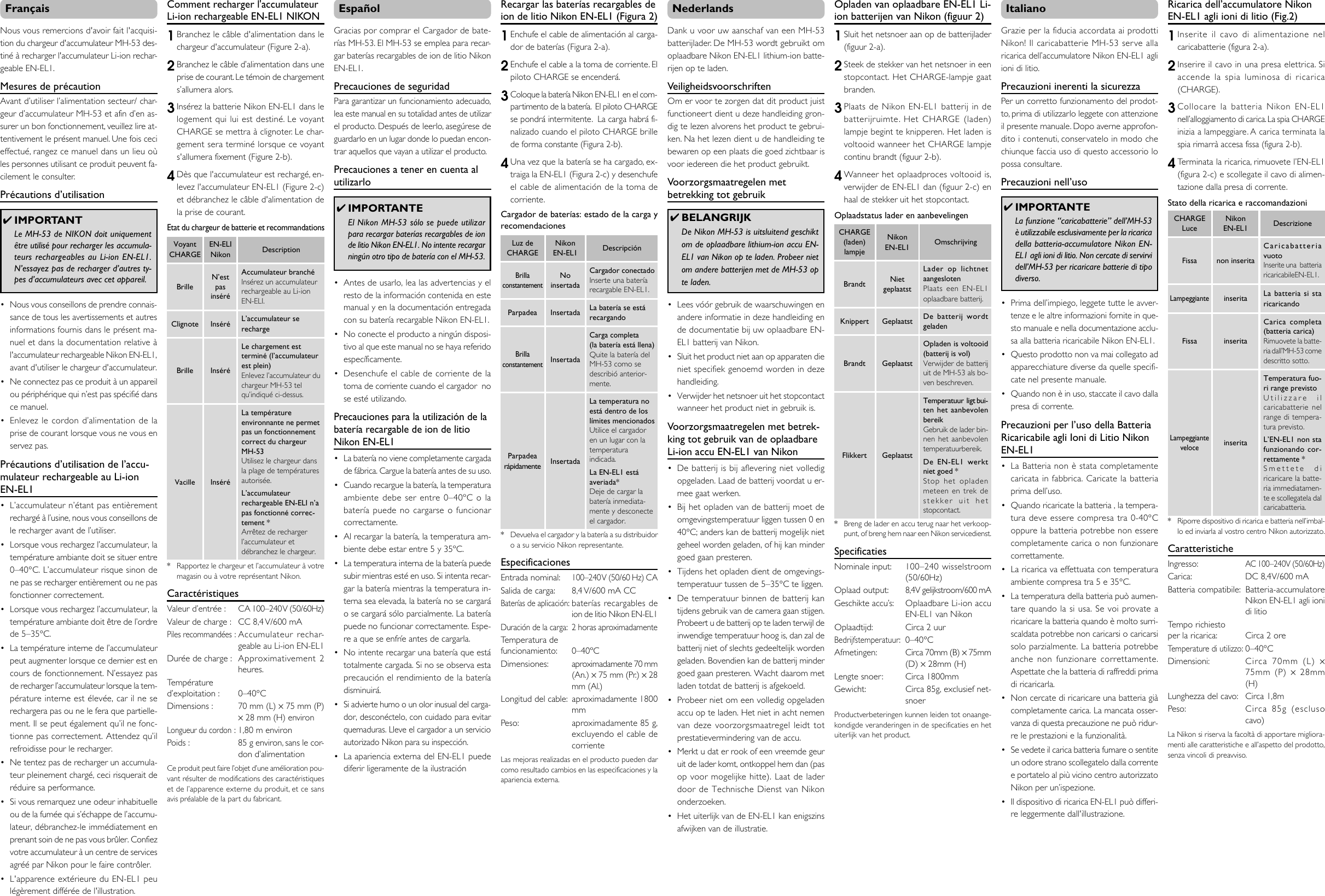 Page 2 of 2 - Nikon Nikon-Mh-53-Ac-Battery-Charger-Owner-S-Manual