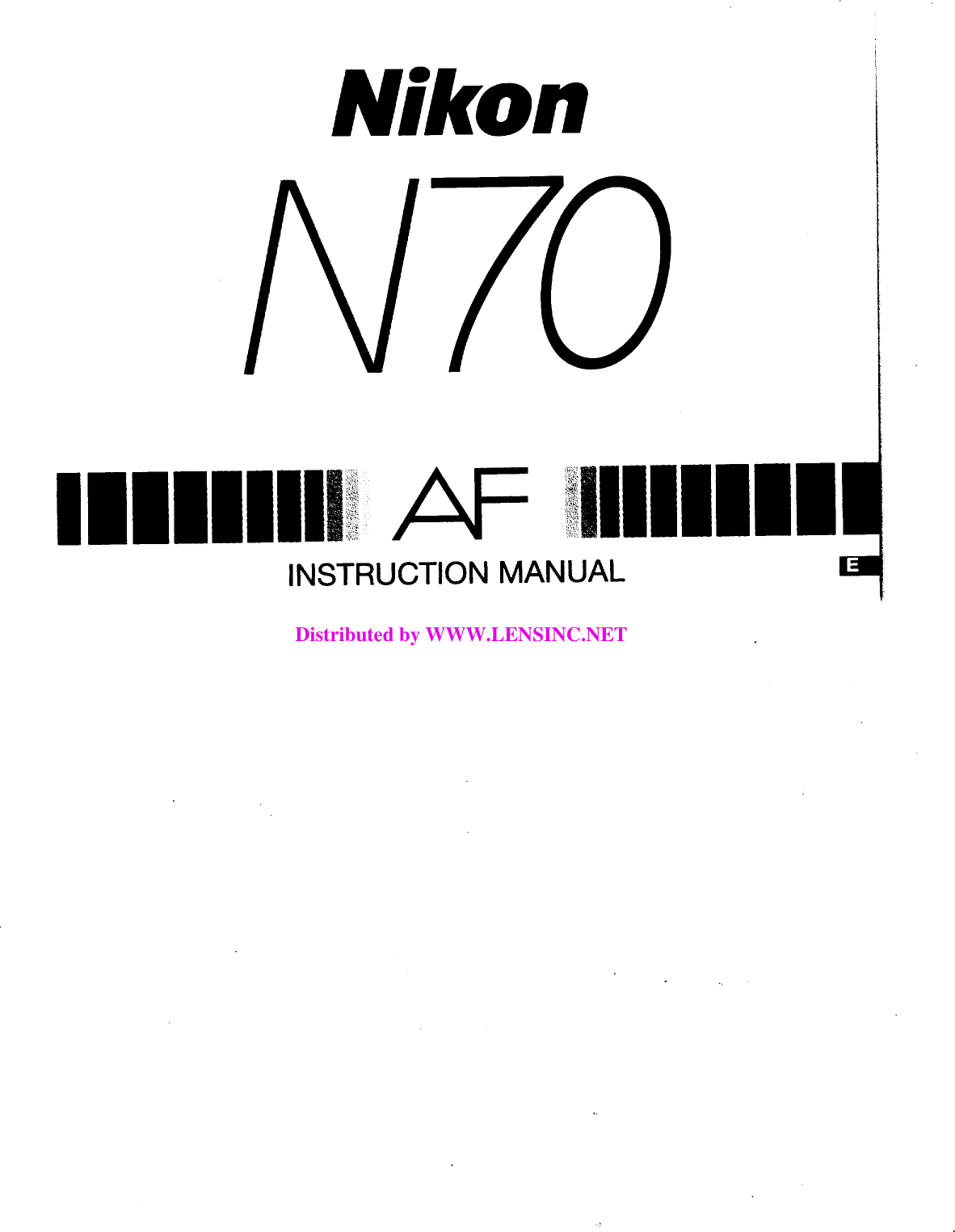 Nikon N70 Af Operating Instructions F70 N70 Instruction Manual