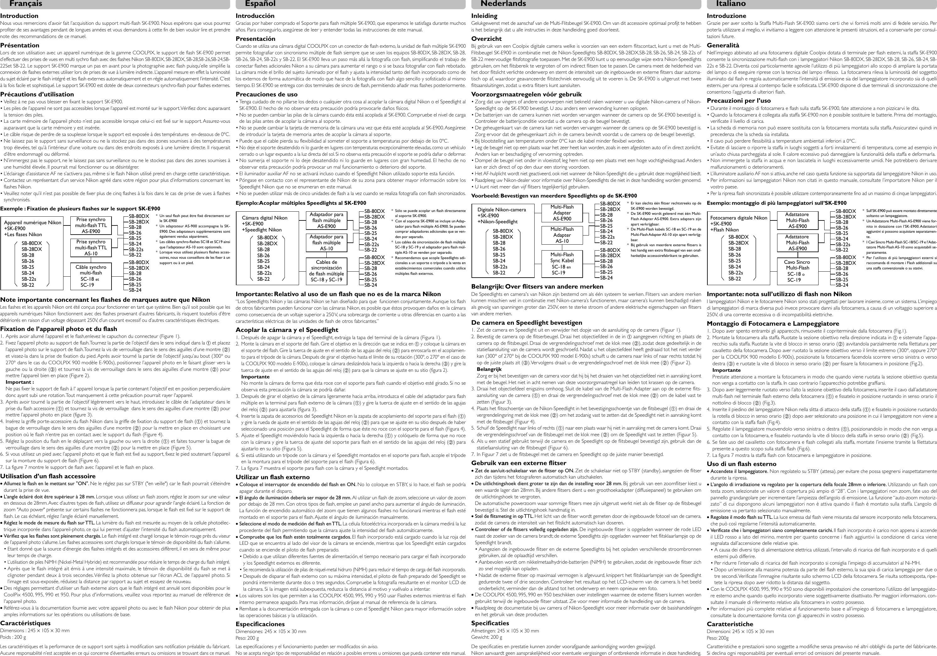 Page 2 of 2 - Nikon Nikon-Sk-E900-Flash-Bracket-Owner-S-Manual