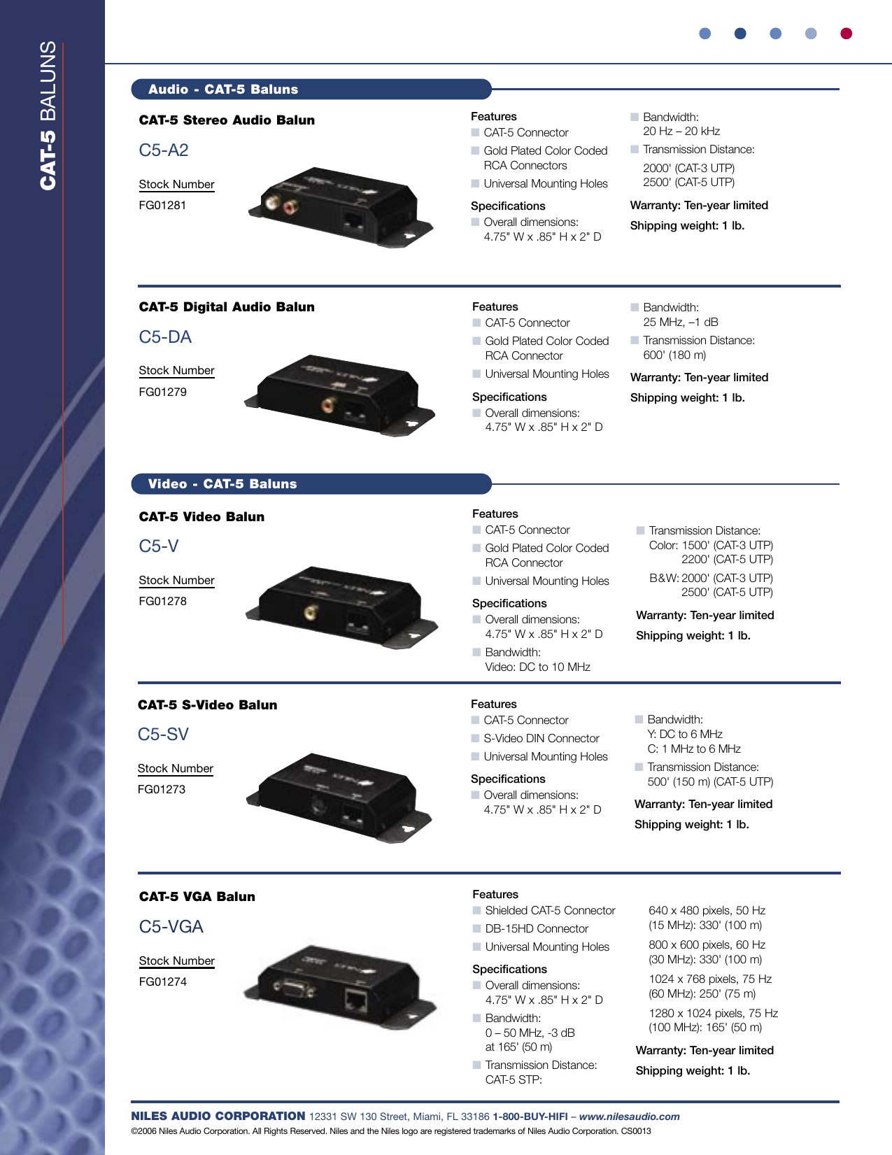 Page 2 of 3 - Niles-Audio Niles-Audio-650-005-Users-Manual- CS0013-2 CAT-5 Balun  Niles-audio-650-005-users-manual