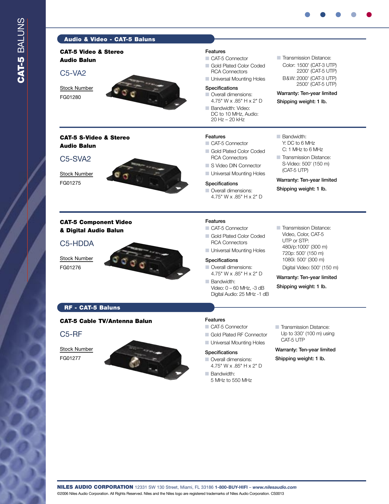 Page 3 of 3 - Niles-Audio Niles-Audio-650-005-Users-Manual- CS0013-2 CAT-5 Balun  Niles-audio-650-005-users-manual