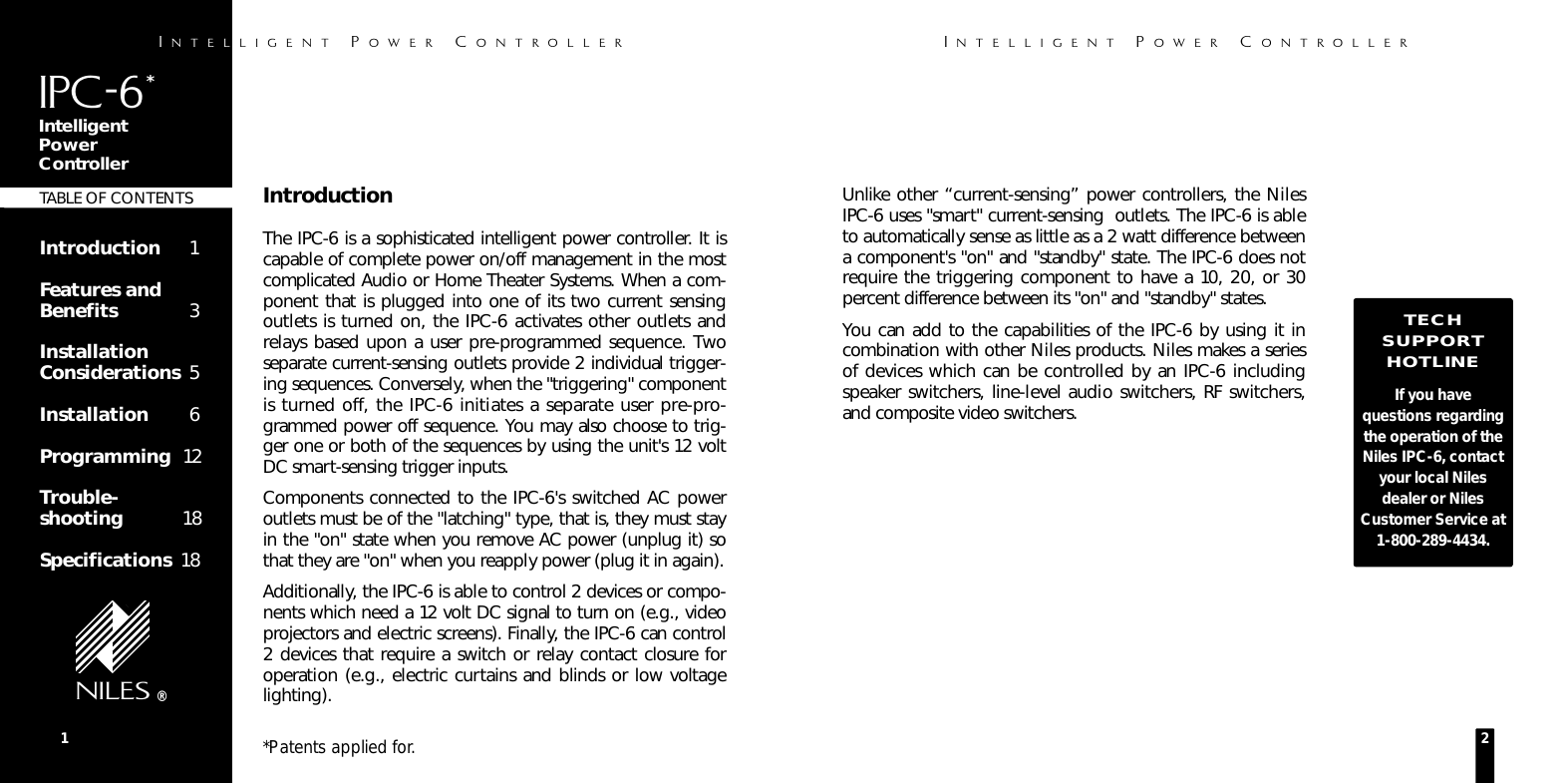 Page 2 of 10 - Niles-Audio Niles-Audio-Intelligent-Power-Controller-Ipc-6-Users-Manual-  Niles-audio-intelligent-power-controller-ipc-6-users-manual