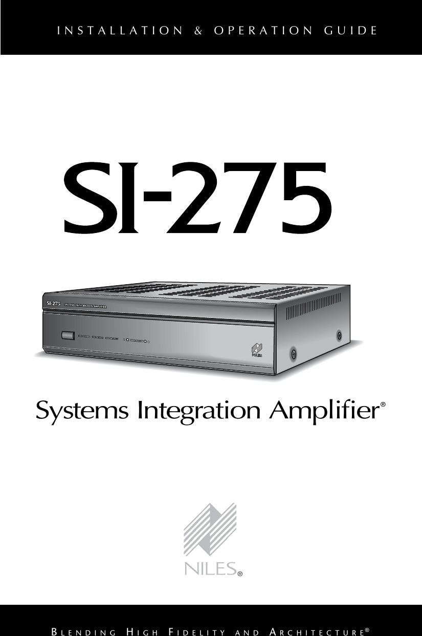 Niles Audio System Integration Amplifier Si 275 Users Manual