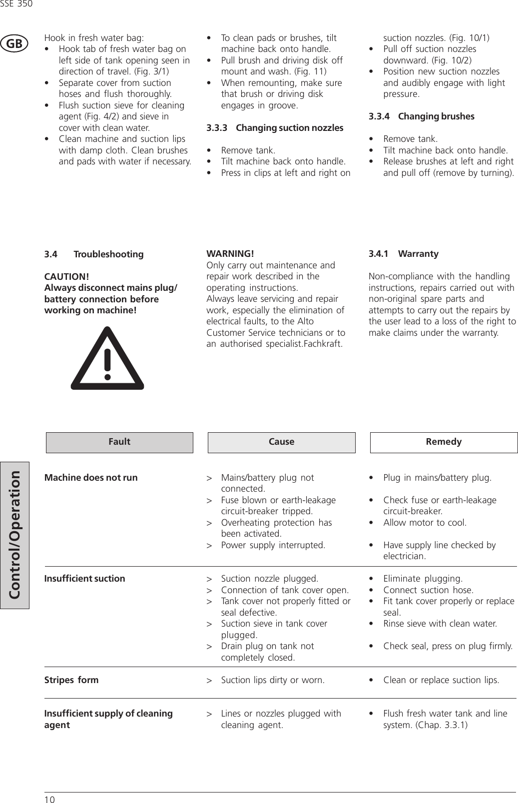 Page 10 of 11 - Nilfisk-Alto Nilfisk-Alto-Sse-350-Users-Manual- Tp350GB.p65  Nilfisk-alto-sse-350-users-manual