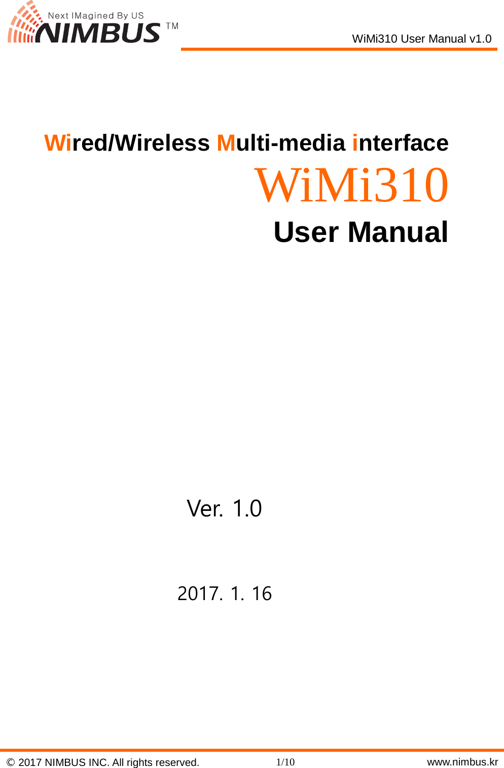 Nimbus WIMI310 miniPCIe WiFi Module User Manual