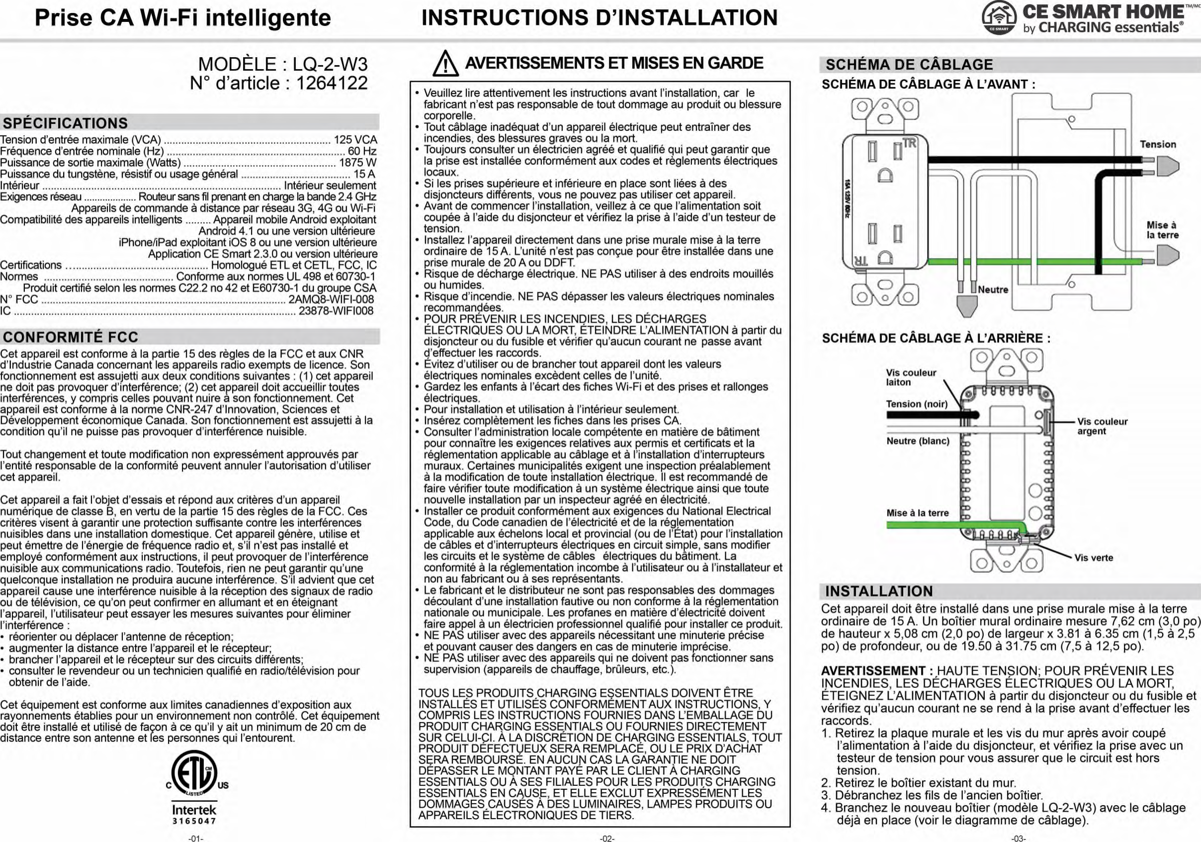 Page 1 of Ningbo Litesun Electronics WIFI-008 Duplex Receptacle with WIFI function User Manual french