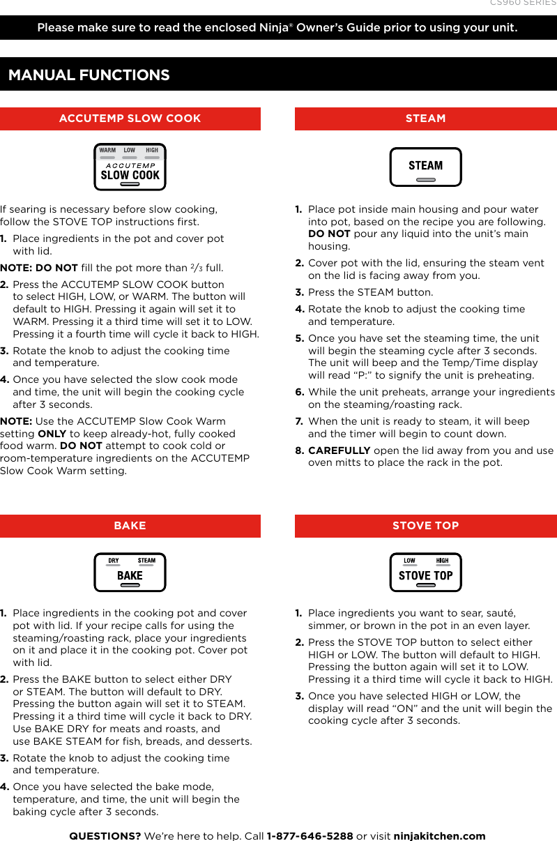 Page 2 of 2 - Ninja  Quick Start Guide QSG-CS960