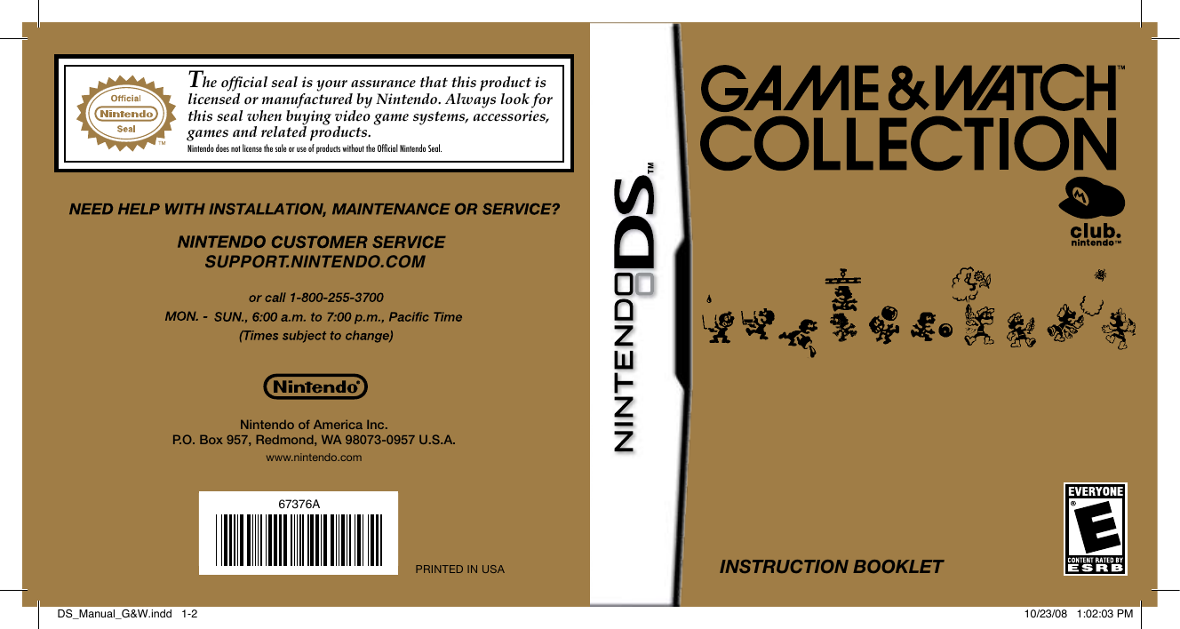Page 1 of 6 - Nintendo Nintendo-Game-And-Watch-Collection-67376A-Users-Manual-  Nintendo-game-and-watch-collection-67376a-users-manual