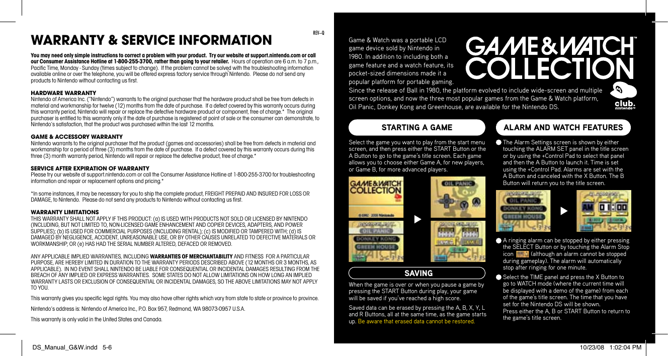 Page 3 of 6 - Nintendo Nintendo-Game-And-Watch-Collection-67376A-Users-Manual-  Nintendo-game-and-watch-collection-67376a-users-manual