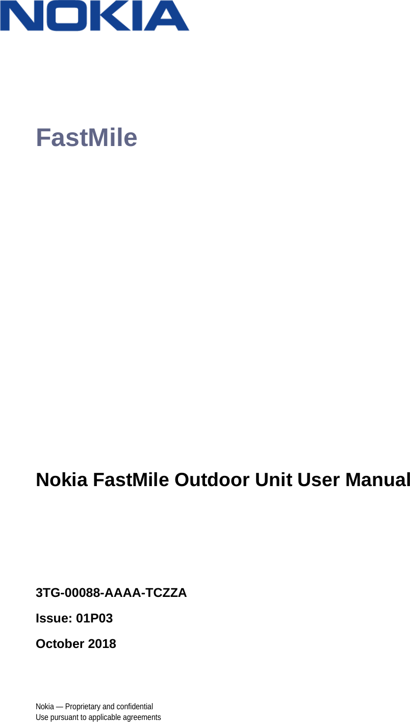 Page 1 of Nokia Bell 34003800FM20 FastMile Compact User Manual Nokia FastMile Outdoor Unit