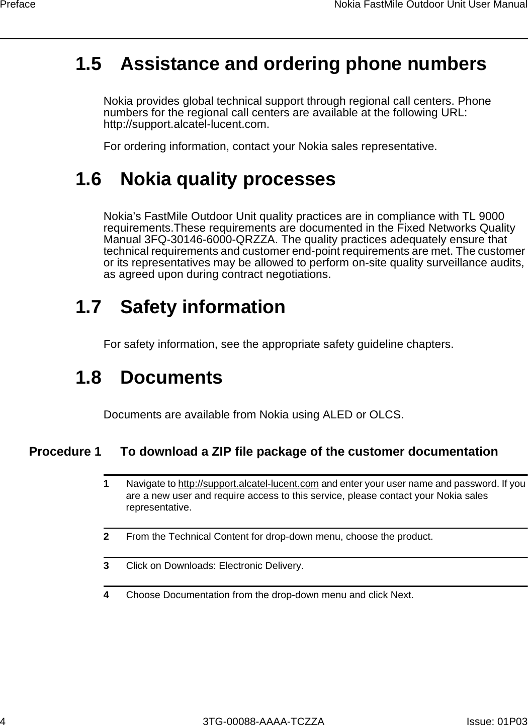 Page 4 of Nokia Bell 34003800FM20 FastMile Compact User Manual Nokia FastMile Outdoor Unit