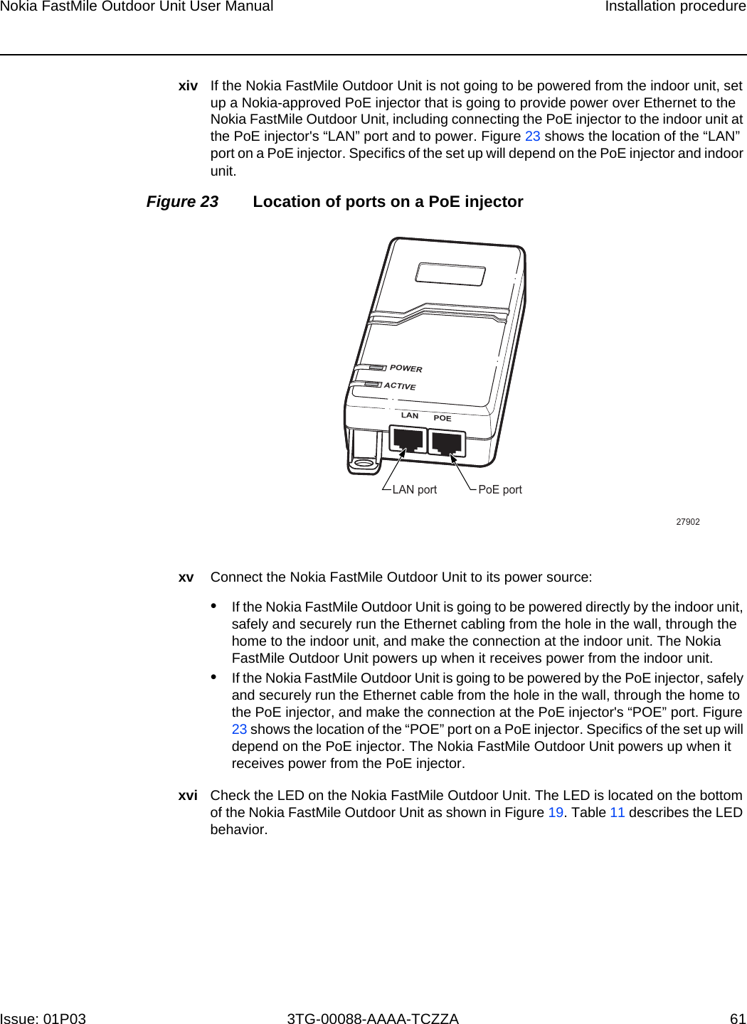 Page 56 of Nokia Bell 34003800FM20 FastMile Compact User Manual Nokia FastMile Outdoor Unit