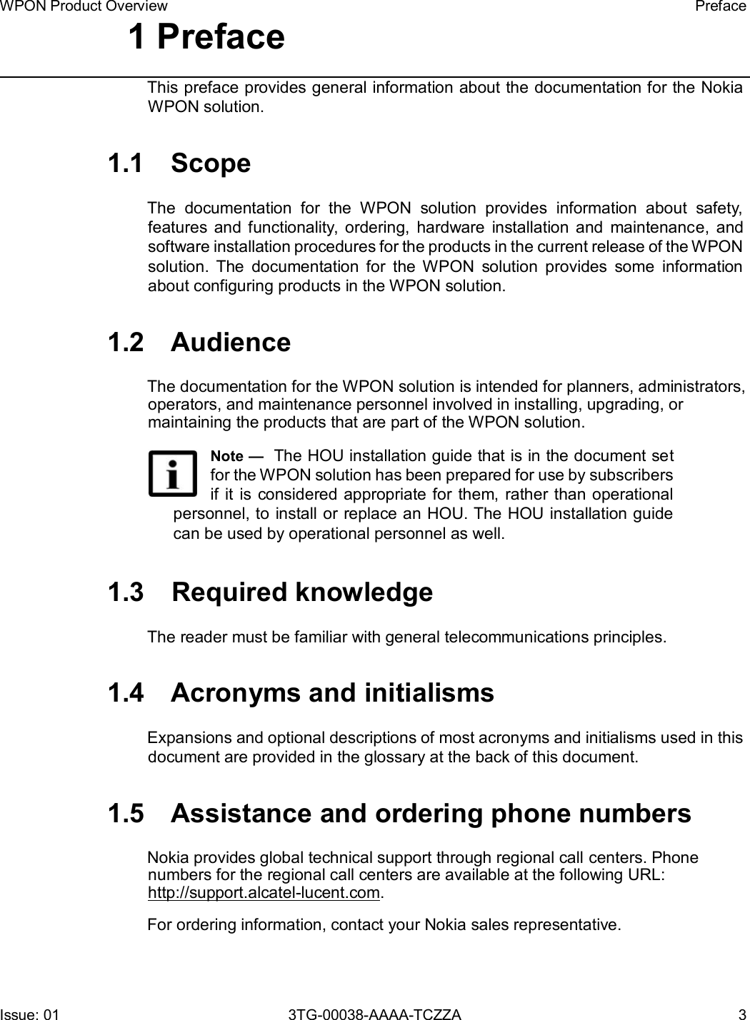 Page 3 of Nokia Bell 7577WPONAPDC WPON User Manual WPON Product Overview