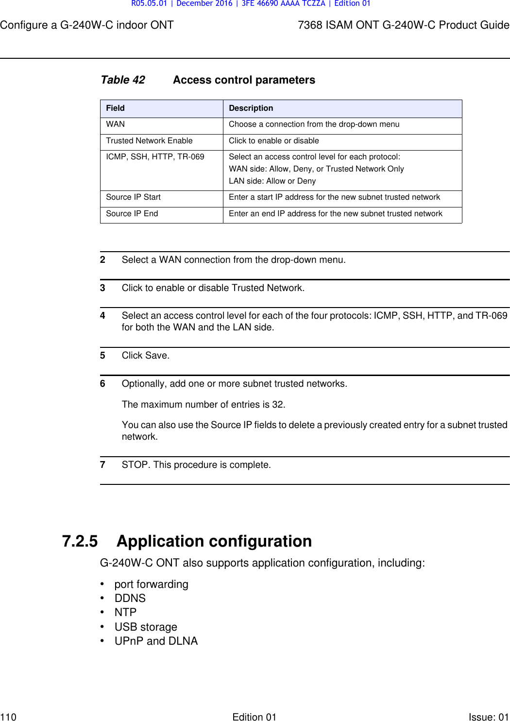 Page 110 of Nokia Bell G240W-C GPON ONU User Manual 7368 ISAM ONT G 240W B Product Guide