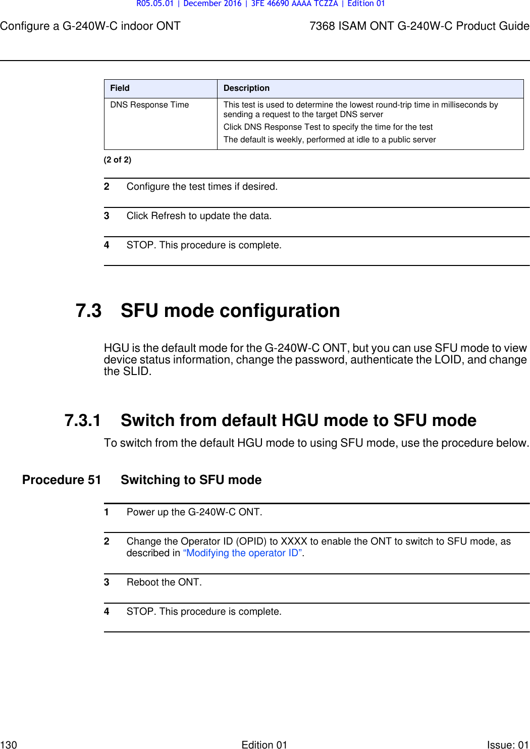 Page 130 of Nokia Bell G240W-C GPON ONU User Manual 7368 ISAM ONT G 240W B Product Guide
