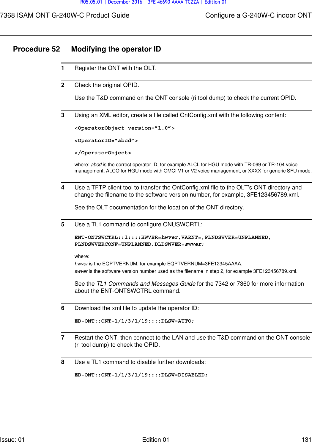 Page 131 of Nokia Bell G240W-C GPON ONU User Manual 7368 ISAM ONT G 240W B Product Guide