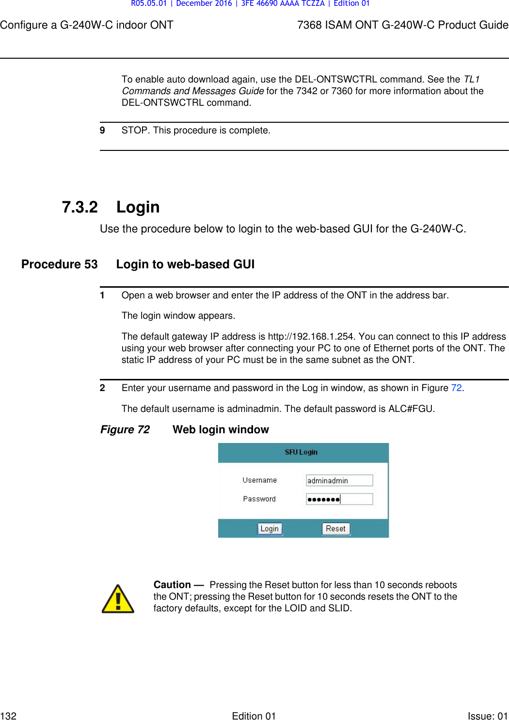 Page 132 of Nokia Bell G240W-C GPON ONU User Manual 7368 ISAM ONT G 240W B Product Guide