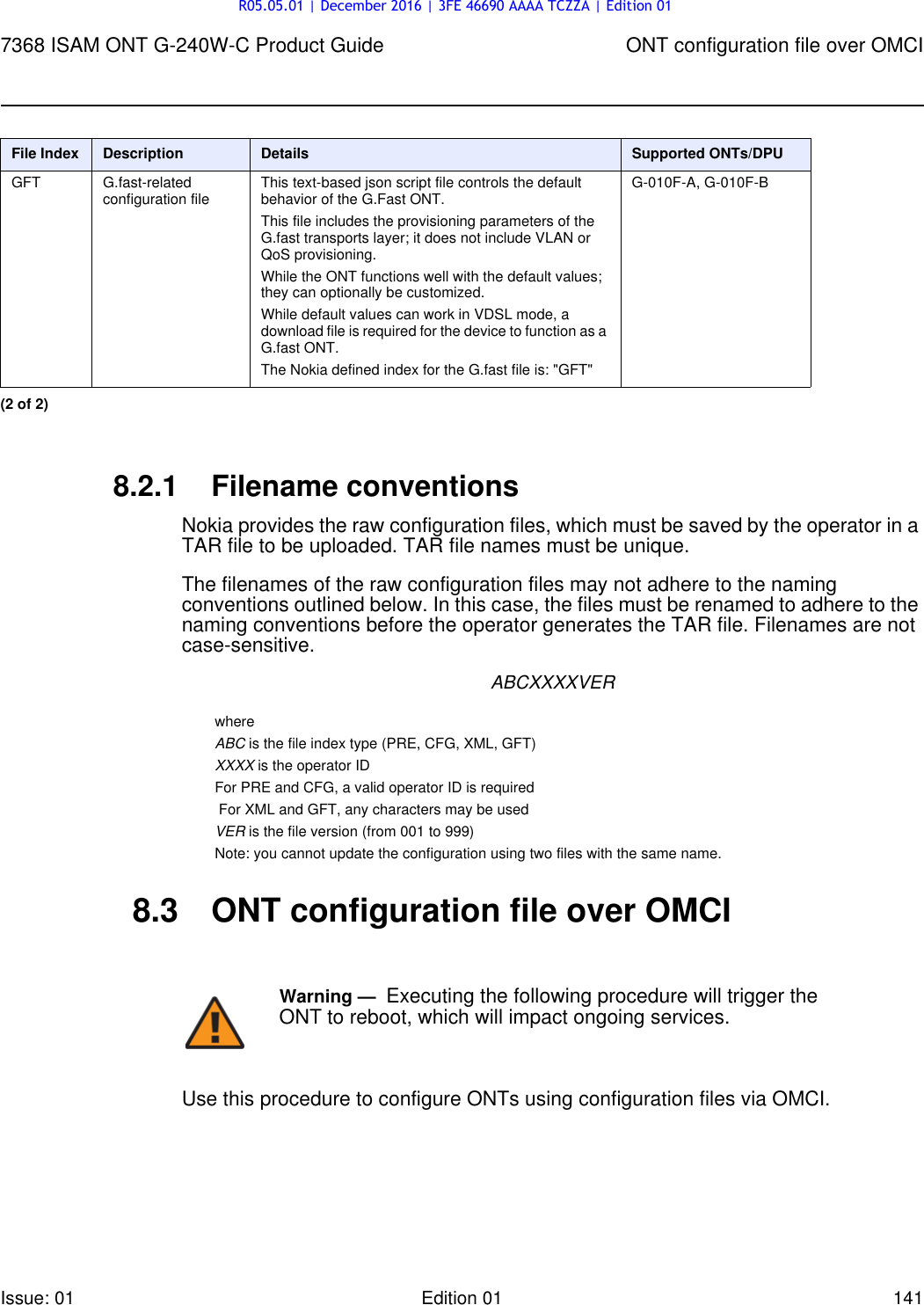 Page 141 of Nokia Bell G240W-C GPON ONU User Manual 7368 ISAM ONT G 240W B Product Guide