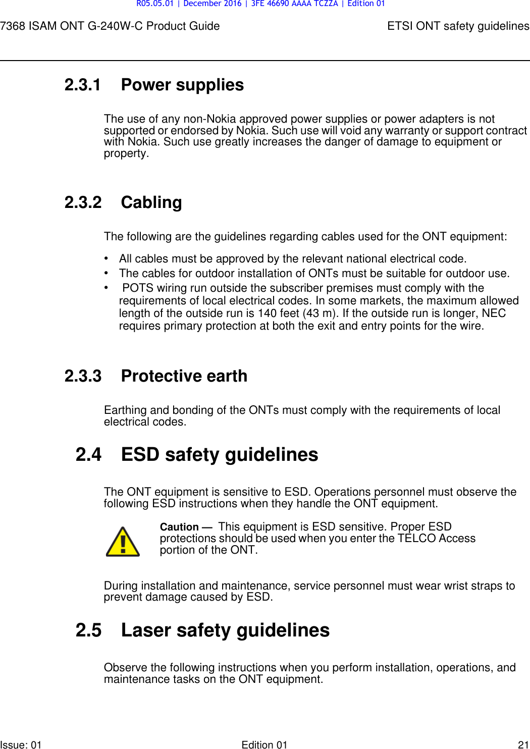 Page 21 of Nokia Bell G240W-C GPON ONU User Manual 7368 ISAM ONT G 240W B Product Guide
