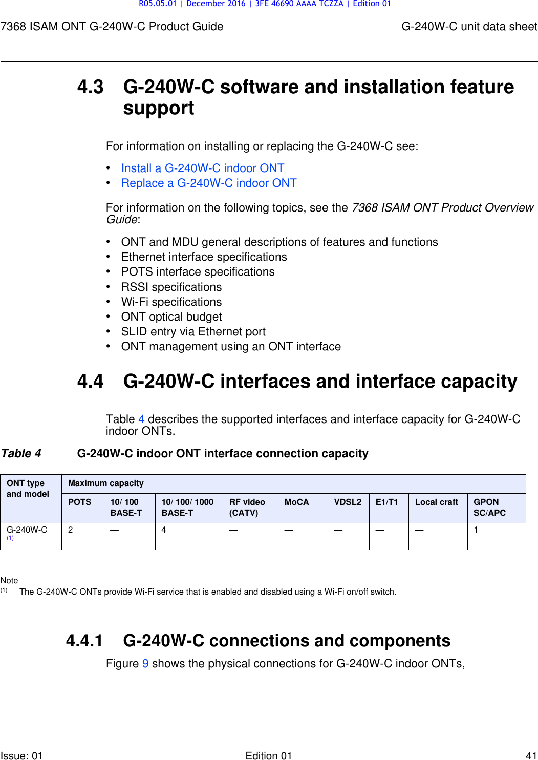 Page 41 of Nokia Bell G240W-C GPON ONU User Manual 7368 ISAM ONT G 240W B Product Guide