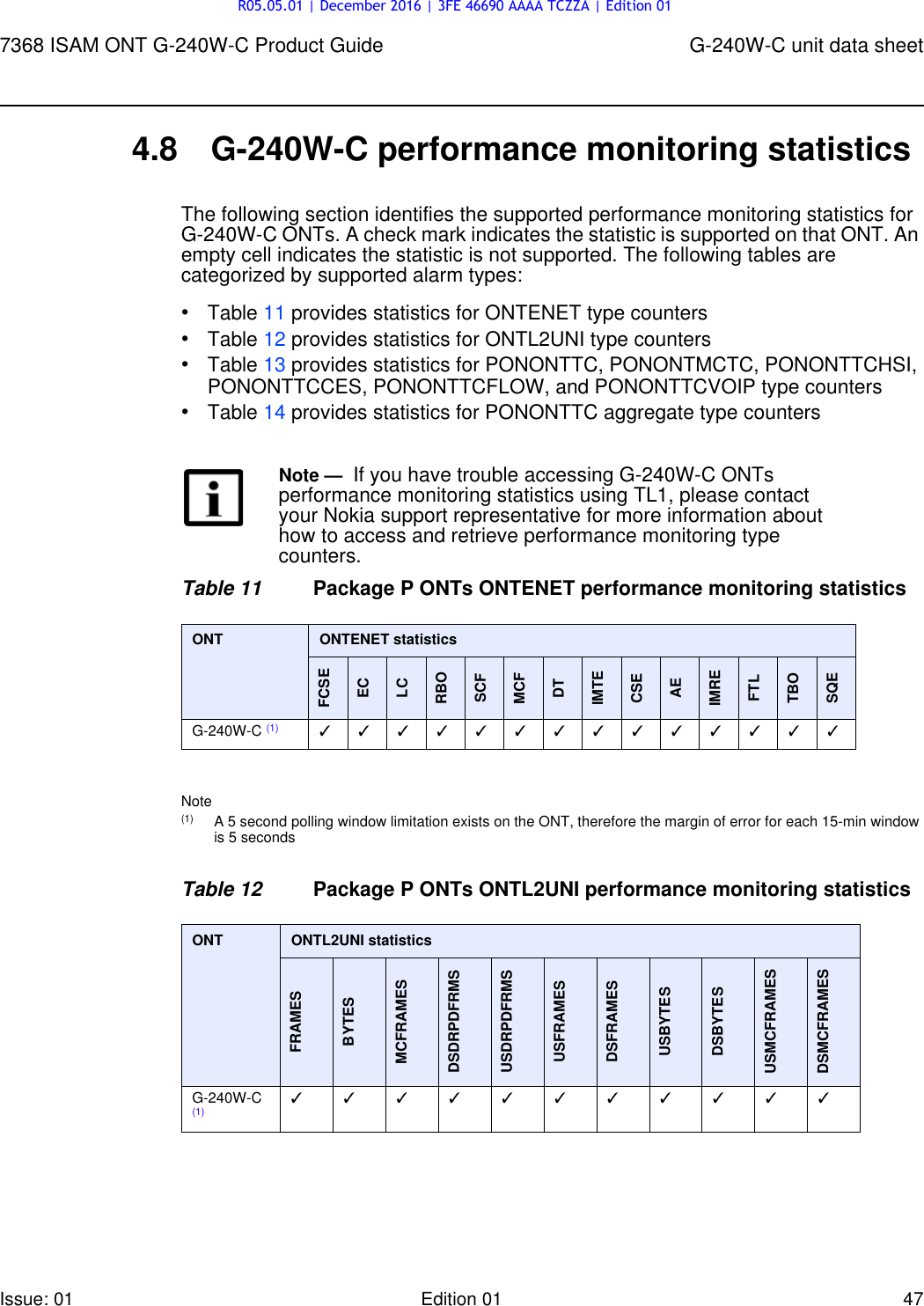 Page 47 of Nokia Bell G240W-C GPON ONU User Manual 7368 ISAM ONT G 240W B Product Guide