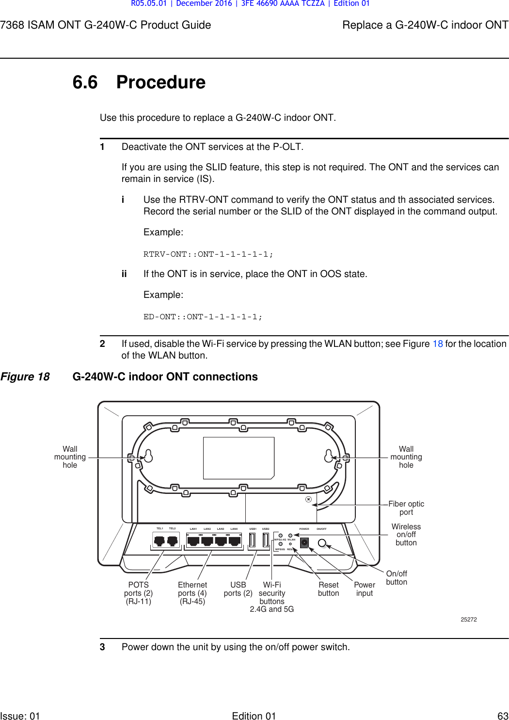 Page 63 of Nokia Bell G240W-C GPON ONU User Manual 7368 ISAM ONT G 240W B Product Guide