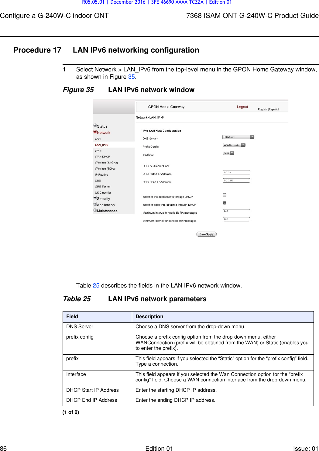 Page 86 of Nokia Bell G240W-C GPON ONU User Manual 7368 ISAM ONT G 240W B Product Guide