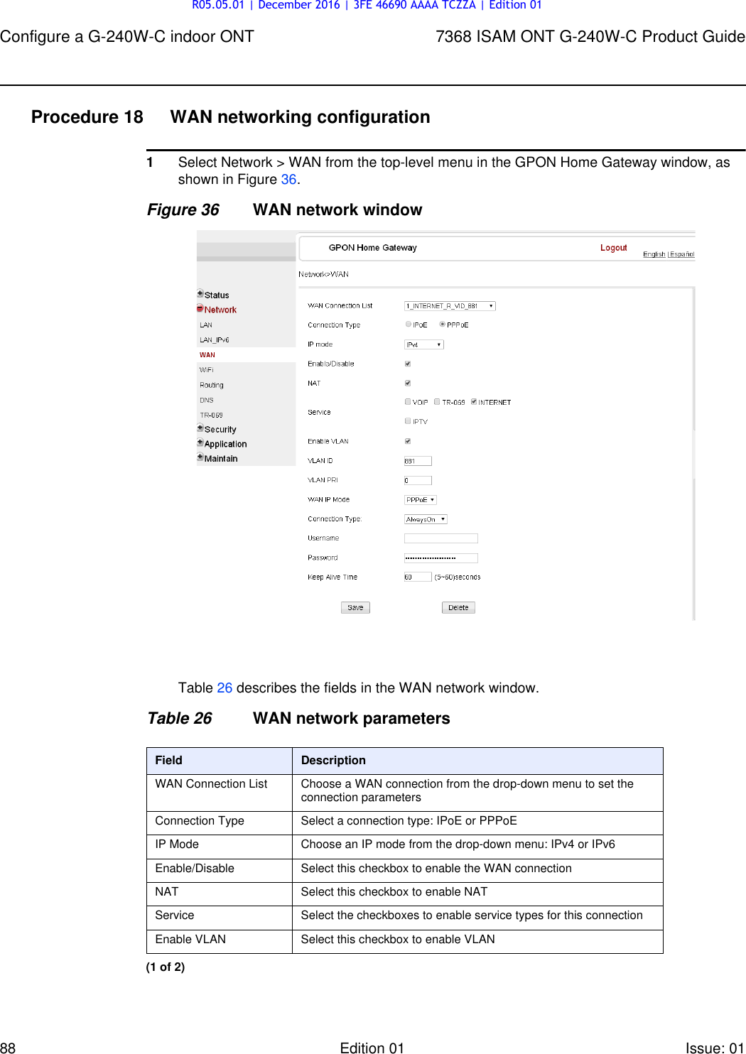 Page 88 of Nokia Bell G240W-C GPON ONU User Manual 7368 ISAM ONT G 240W B Product Guide