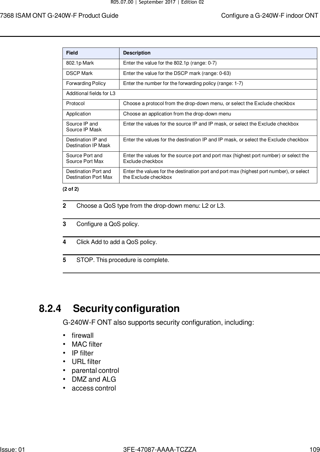 Page 103 of Nokia Bell G240WFV2 7368 ISAM GPON ONU User Manual 7368 ISAM ONT G 240W F Product Guide