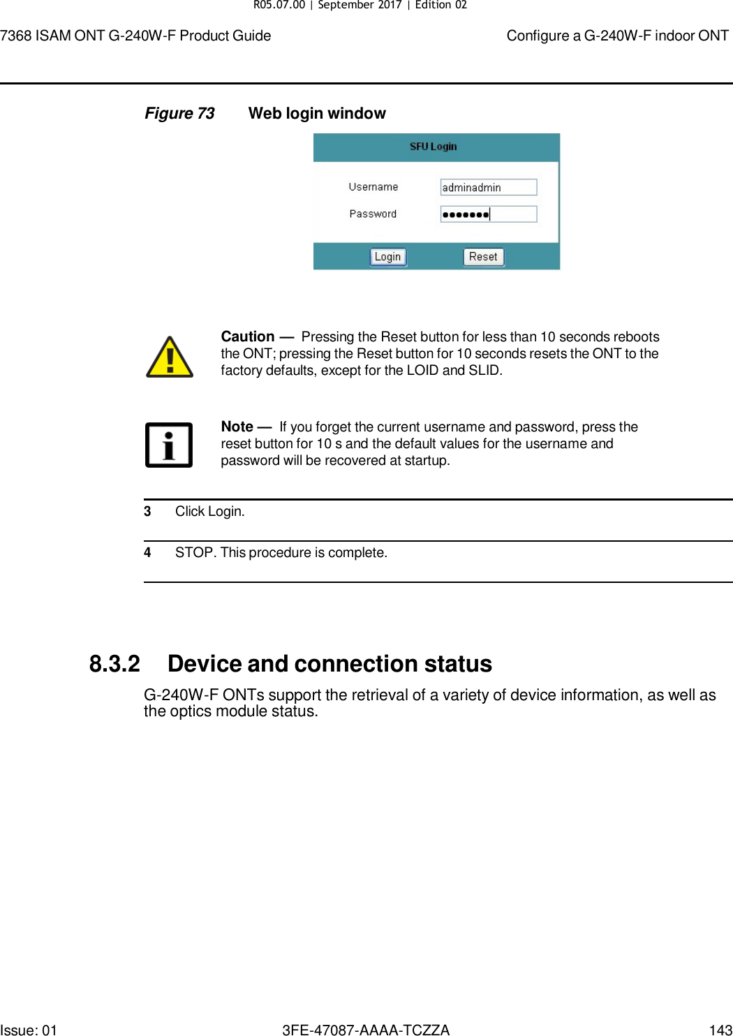Page 137 of Nokia Bell G240WFV2 7368 ISAM GPON ONU User Manual 7368 ISAM ONT G 240W F Product Guide