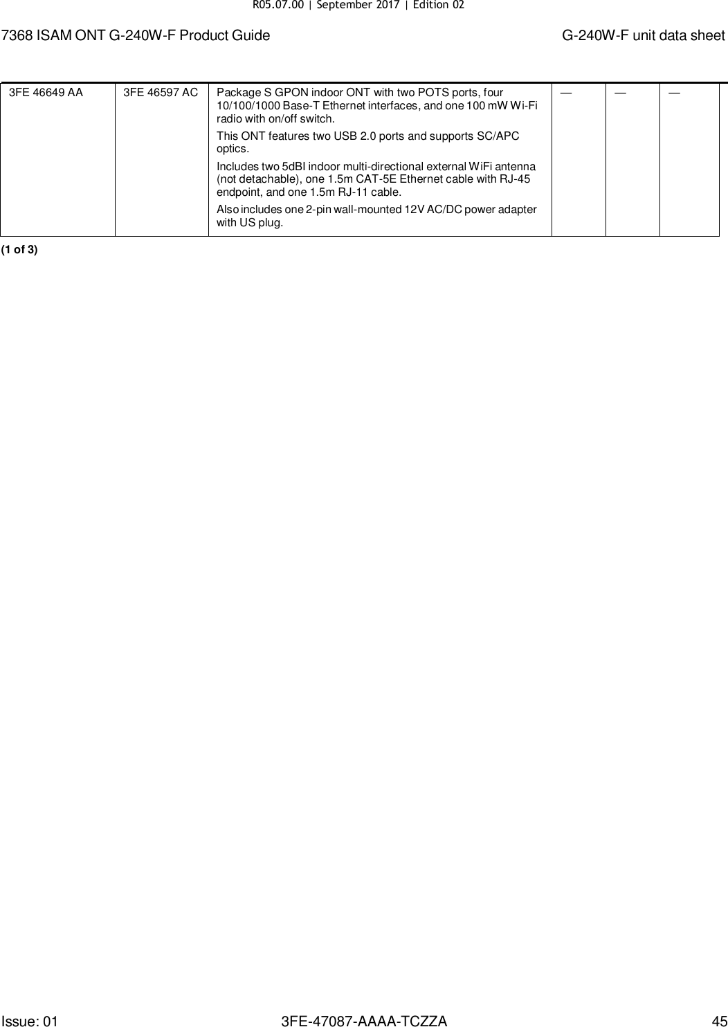 Page 42 of Nokia Bell G240WFV2 7368 ISAM GPON ONU User Manual 7368 ISAM ONT G 240W F Product Guide